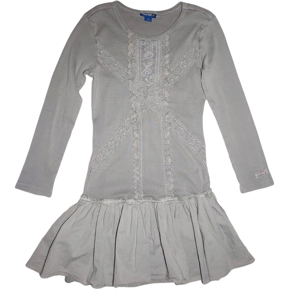 Naartjie Girls Sz 8 Gray Long Sleeve Dress April 2014 Cotton Solid Grey EUC‎